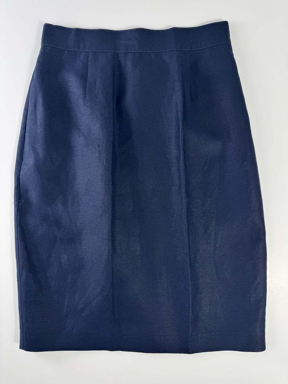 United Colors of Benetton Vintage Navy Linen Blend Pencil Skirt